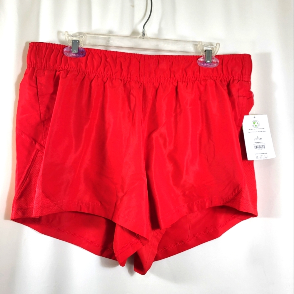 NWT Athletic Works red running shorts women's L  #1683